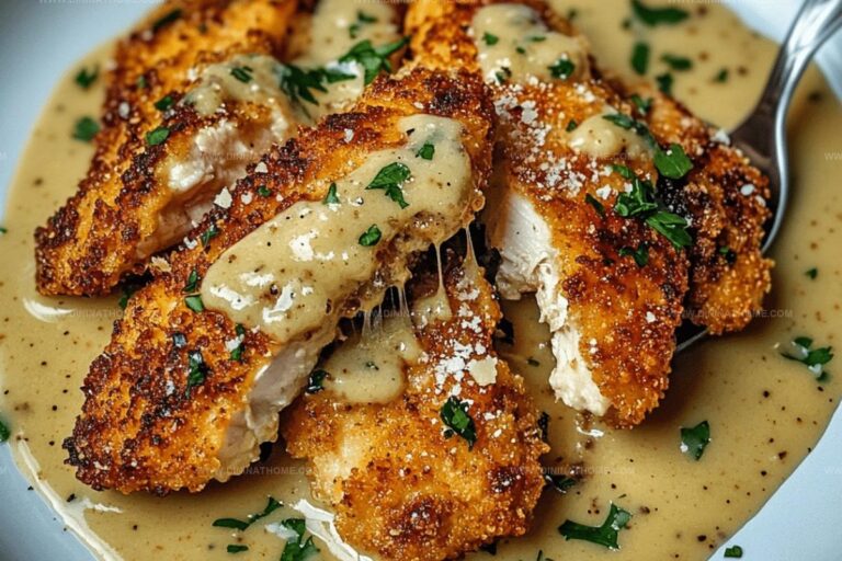 Crispy Parmesan Chicken with a Rich Garlic Sauce Recipe