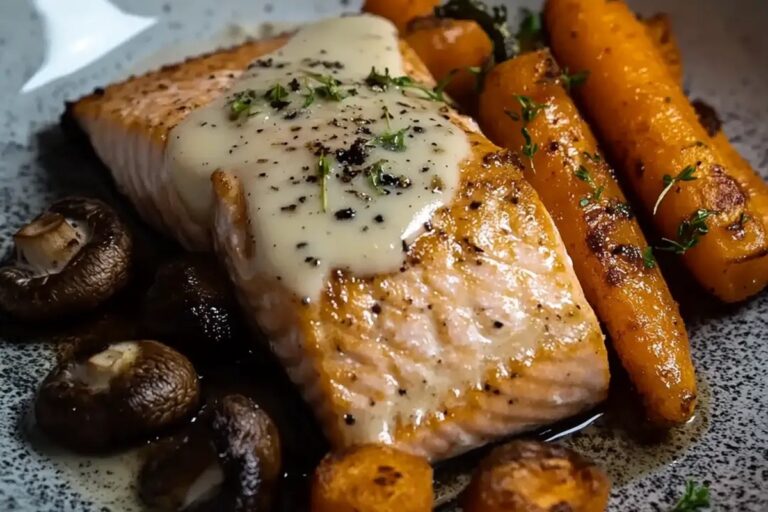 Salmon, Mushrooms, And Air Fried Carrots Recipe