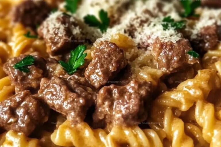 Piquant Beef and Rotini in Parmesan Sauce Recipe