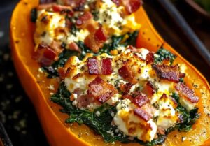 Stuffed Butternut Squash With Feta, Spinach Recipe