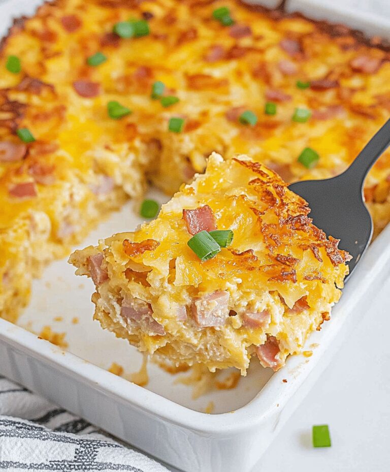 Cheesy Hashbrown Breakfast Casserole With Ham Recipe