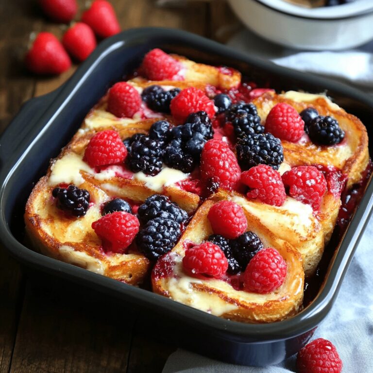 Summer Berry Stuffed French Toast Casserole Bake Recipe