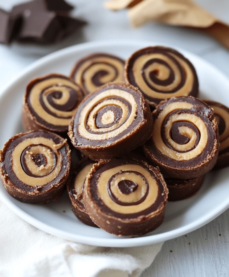 No Bake Chocolate Peanut Butter Pinwheels Recipe