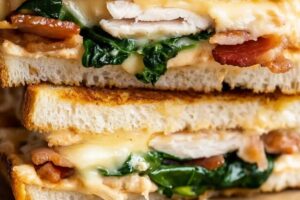 Turkey Melt with Cheddar, Spinach, and Bacon Recipe