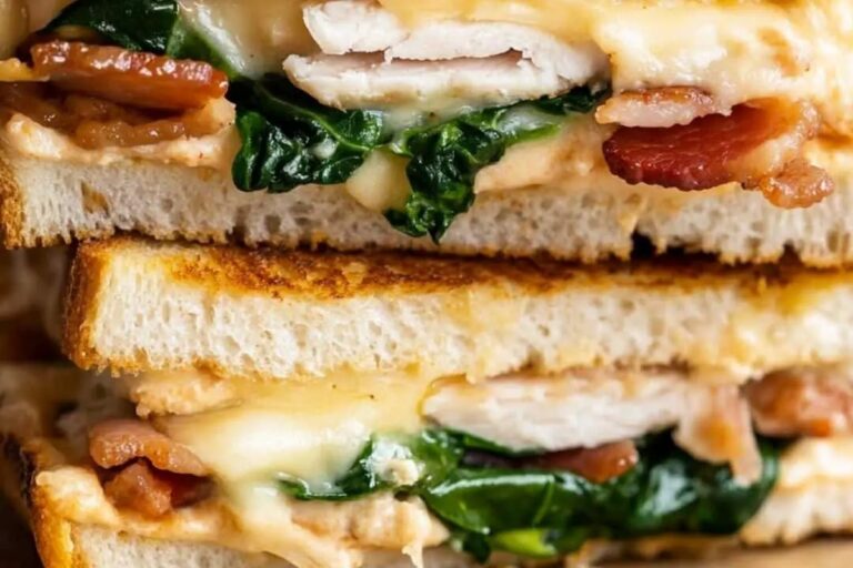 Turkey Melt with Cheddar, Spinach, and Bacon Recipe
