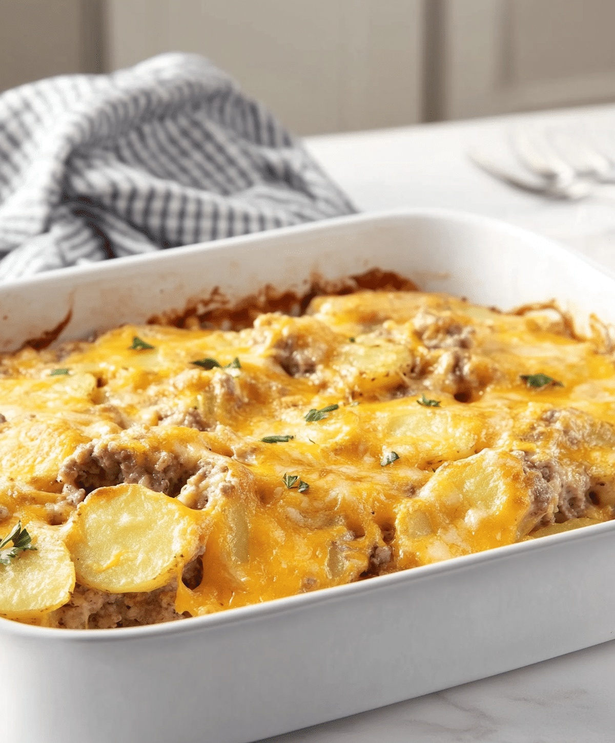 Cheesy Hamburger Potato Casserole Recipe