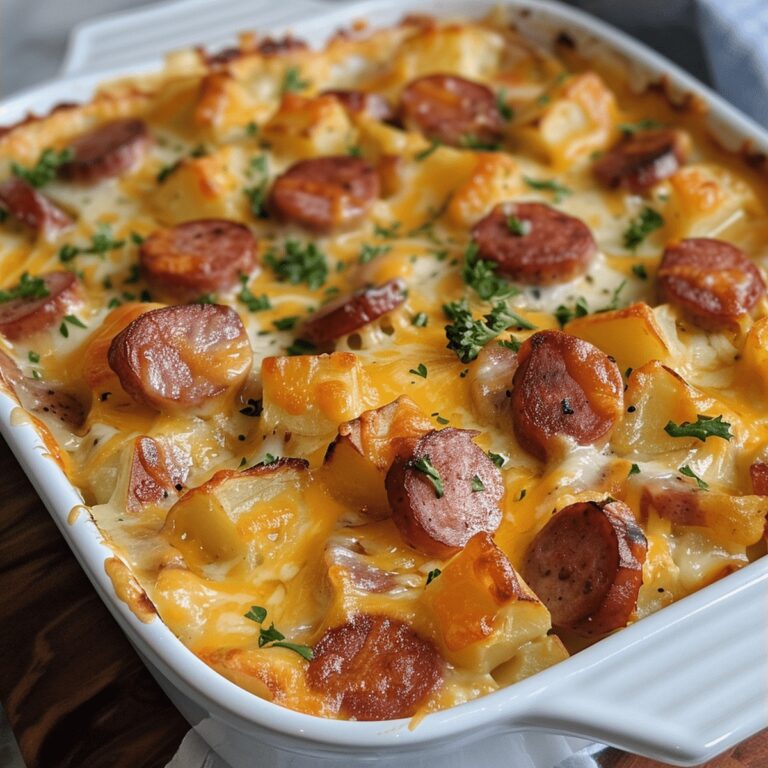 Easy Cheesy Potato & Smoked Sausage Casserole Recipe
