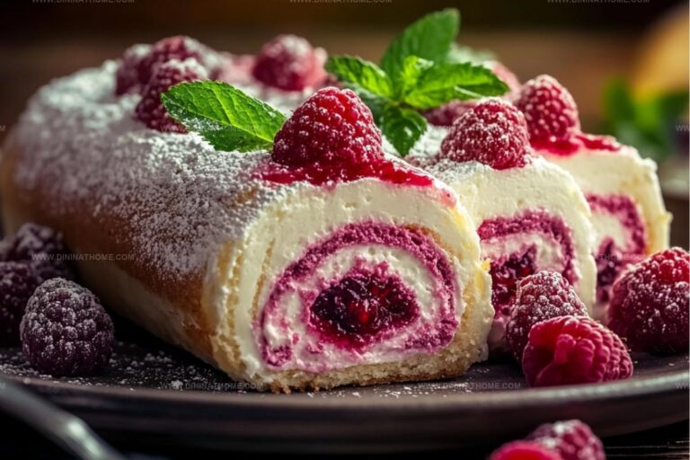 Raspberry Cream Roll Cake Recipe