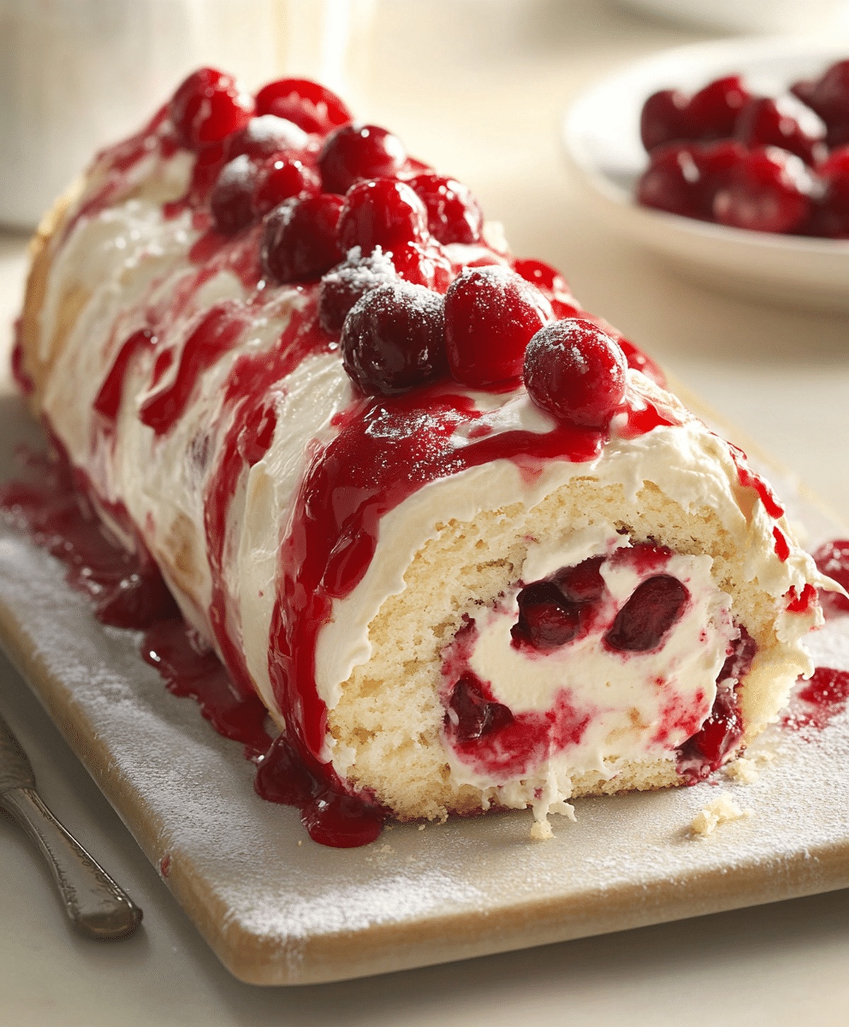 Heavenly Cherry Cheesecake Cake Roll Recipe