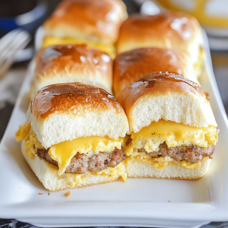 Sausage Egg and Cheese Breakfast Sliders with Syrup Glaze Recipe