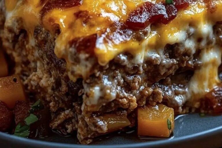 Cheesy Loaded Meatloaf Casserole with Vegetables Recipe