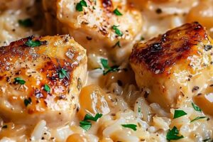 Wholesome One-Pan Creamy Parmesan Chicken & Rice Recipe