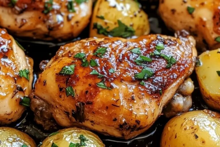 One Pan Honey Garlic Chicken and Potatoes Recipe