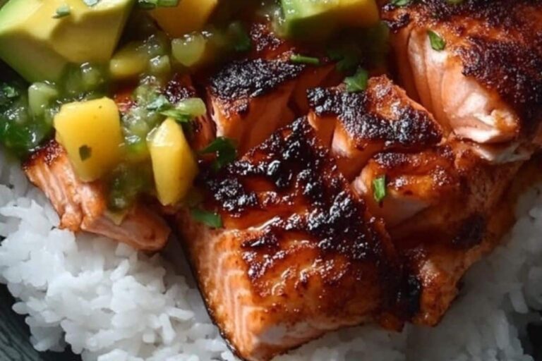 BBQ Salmon Bowls with Mango Avocado Salsa Recipe