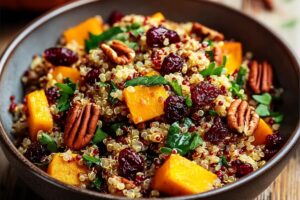 Roasted Pumpkin, Pecan & Cranberry Quinoa Salad Recipe