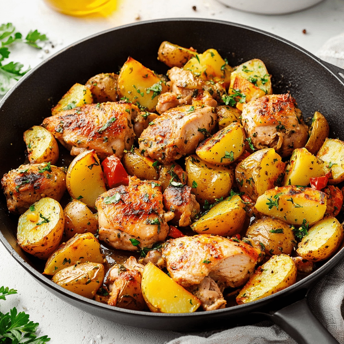 Garlic Butter Chicken And Potatoes Skillet Recipe
