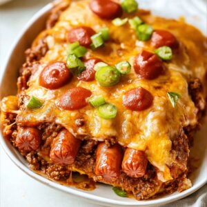 Easy Chili Hot Dog Casserole Recipe