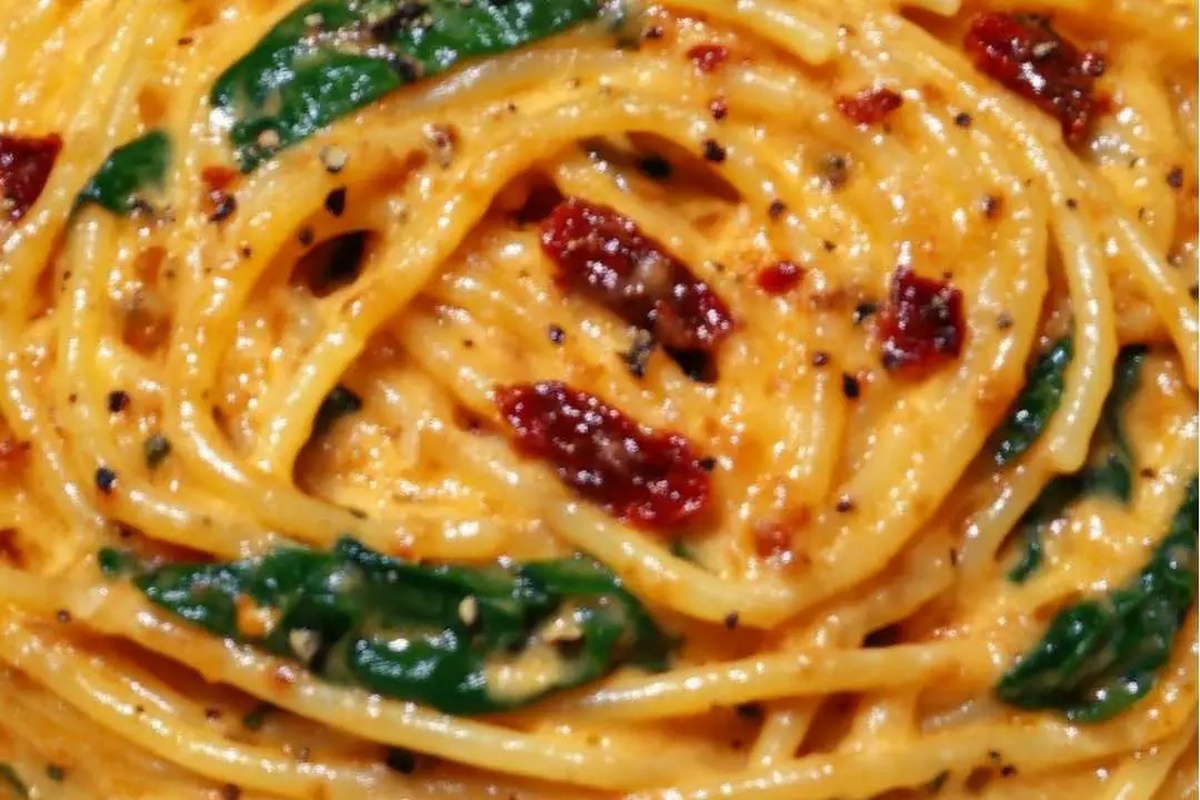 Creamy Sun-Dried Tomato Spaghetti with Spinach Bliss Recipe