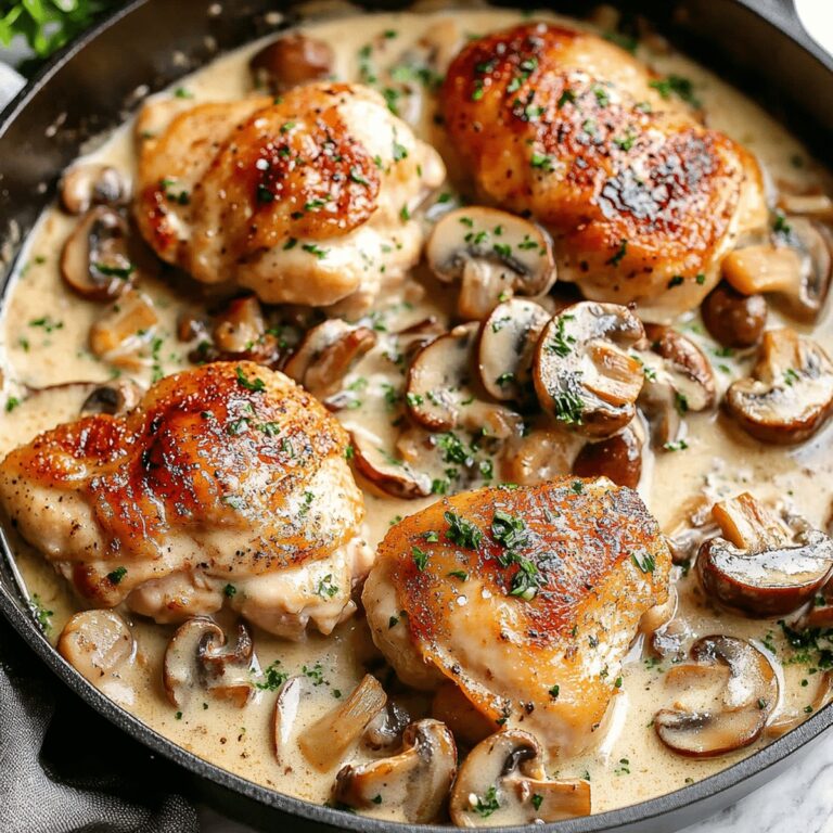 Chicken Thighs With Creamy Mushroom Garlic Sauce Recipe