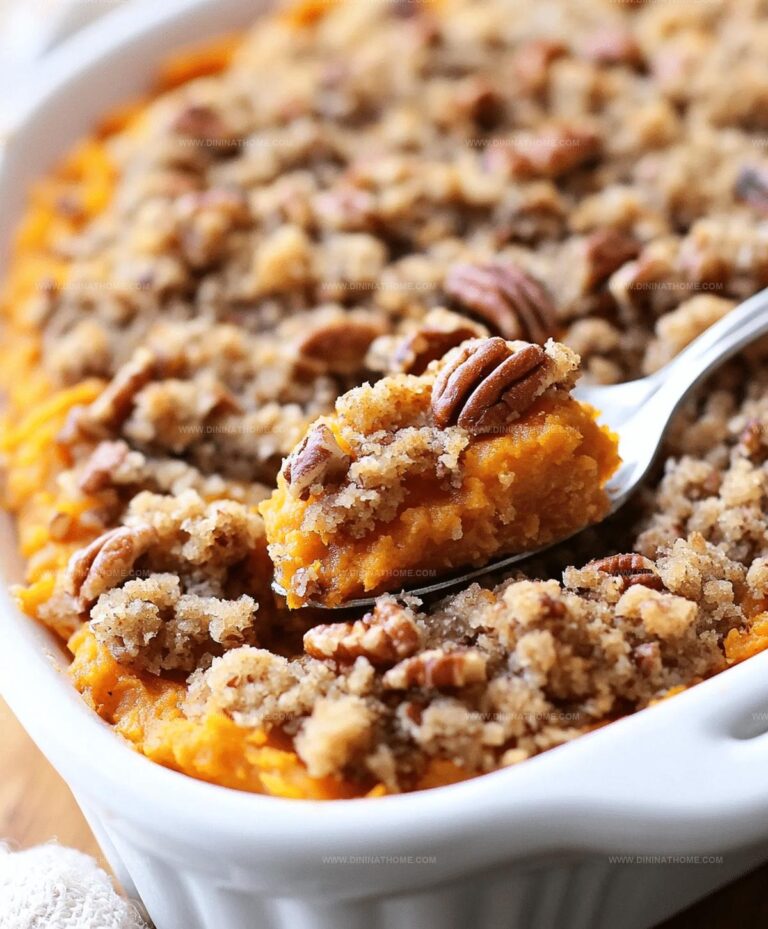 The Best Sweet Potato Casserole With Butter Pecan Crumble Topping Recipe