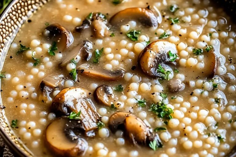 Creamy Mushroom & Pearl Couscous Soup Recipe