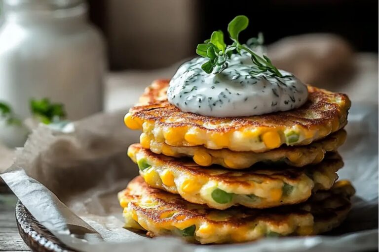 Corn And Leek Fritters With Herby Yogurt Sauce Recipe