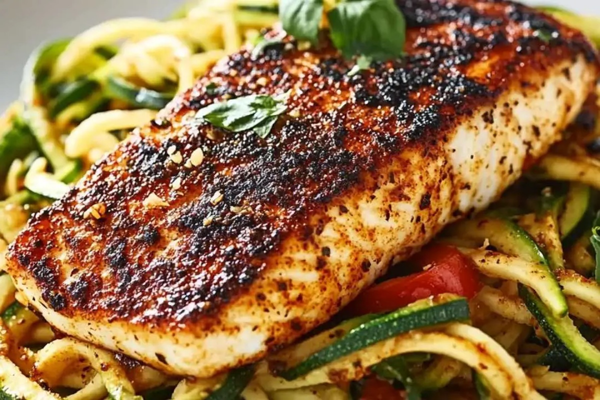 Delicious Blackened Tilapia with Zucchini Noodles Recipe