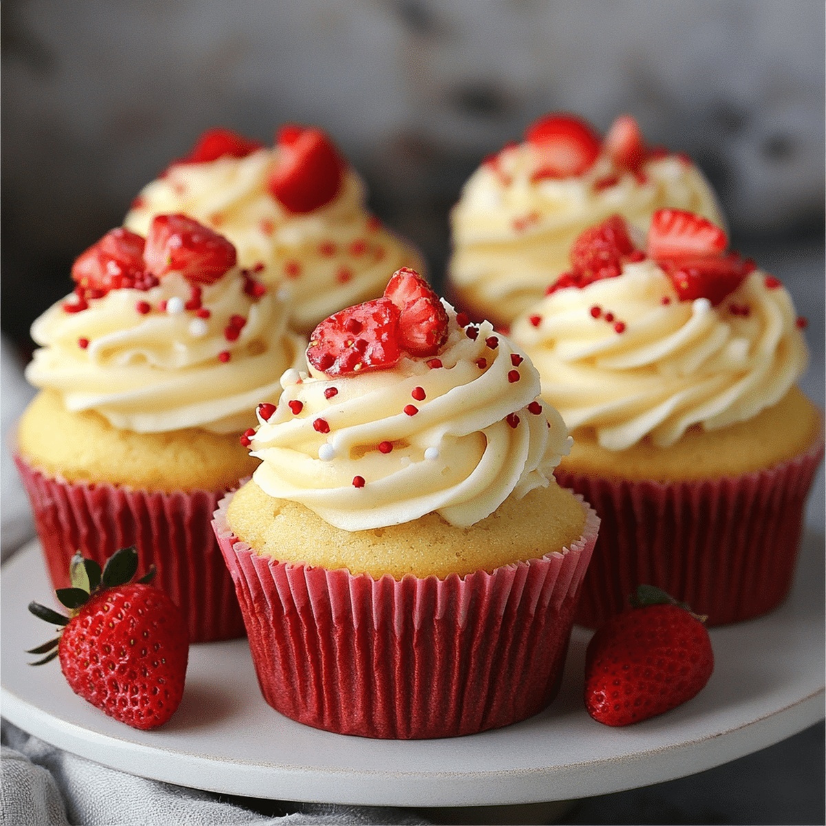 White Chocolate Strawberry Cupcakes Recipe