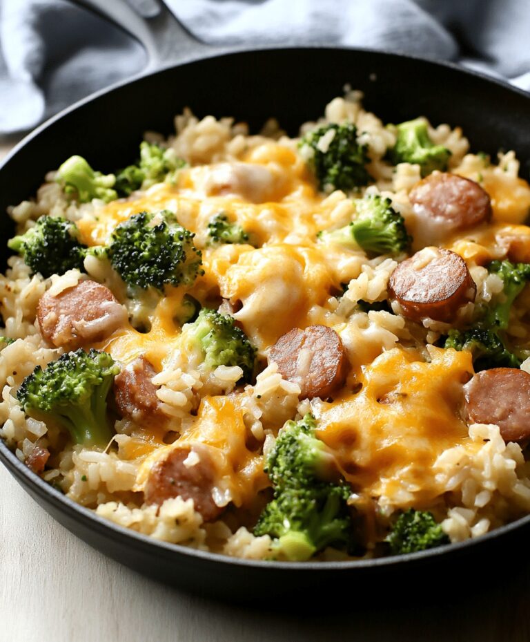 Cheesy Kielbasa Rice And Broccoli Skillet Recipe