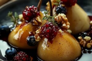 Baked Pears With Berries, Honey, Walnuts & Blue Cheese Recipe