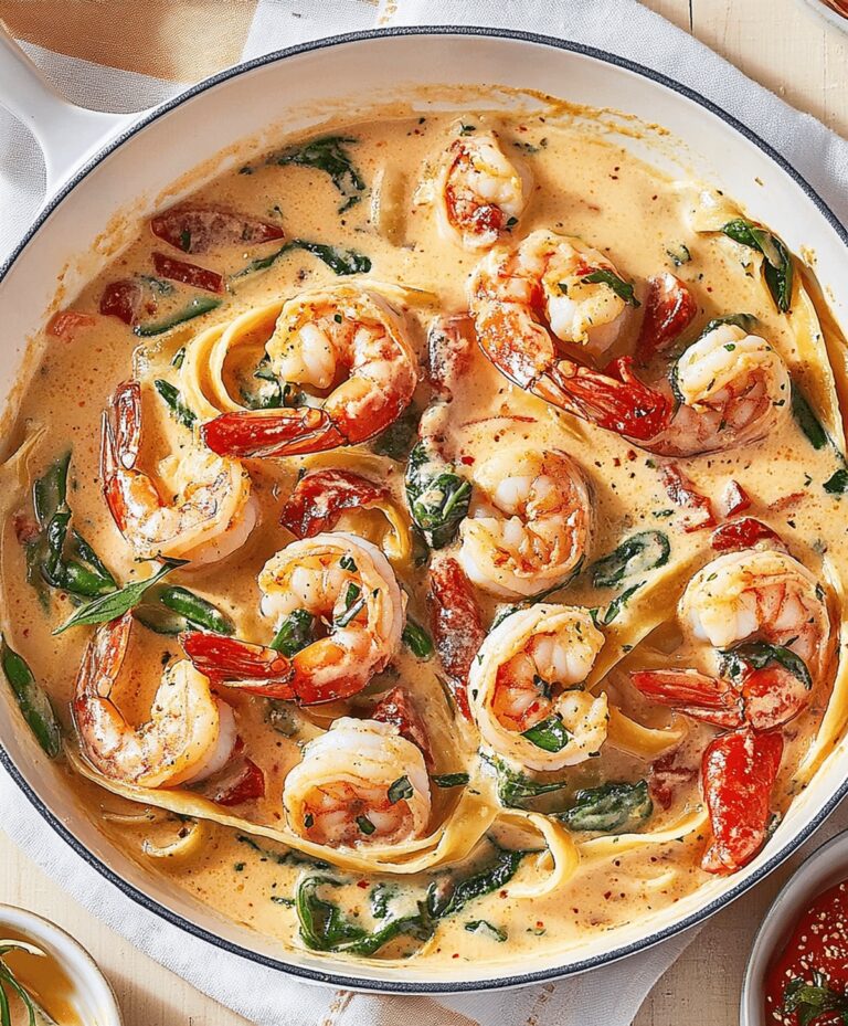 Best Creamy Shrimp Tuscan Fettuccine Recipe