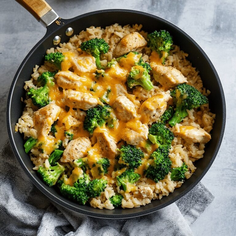 One Pan Cheesy Chicken Broccoli And Rice Recipe