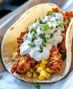 Fried Chicken Street Corn Taco With Jalapeno Lime Ranch Recipe