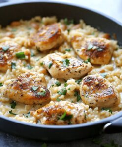 Clean One-pan Creamy Parmesan Chicken & Rice Recipe