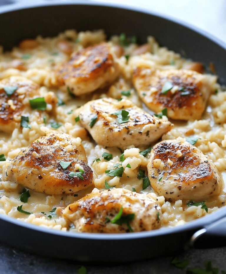 Clean One-pan Creamy Parmesan Chicken & Rice Recipe