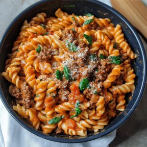 One Pot Creamy Tomato Beef Pasta Recipe
