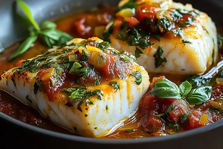 Pan-Seared Mediterranean Cod In Tomato Basil Sauce Recipe