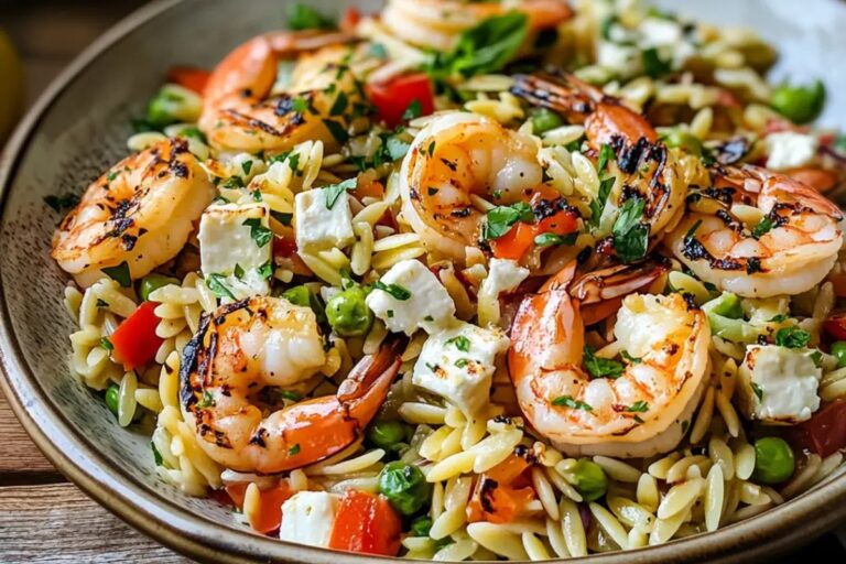 Greek-Style Lemony Grilled Shrimp Orzo Salad Recipe