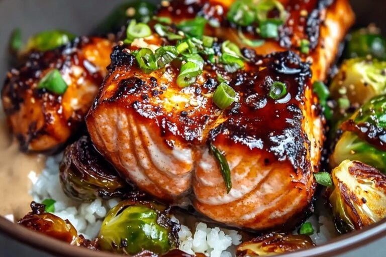 Teriyaki Salmon Bowls With Crispy Brussels Sprouts Recipe