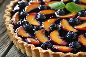 Easy Blueberry Peach Tart With Vanilla Glaze Recipe