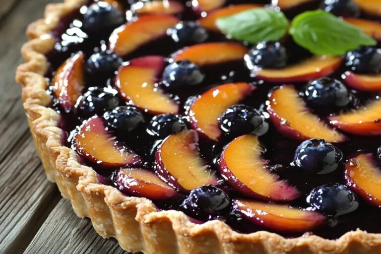 Easy Blueberry Peach Tart With Vanilla Glaze Recipe