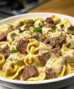 Cheesesteak Tortellini In Rich Provolone Sauce Recipe