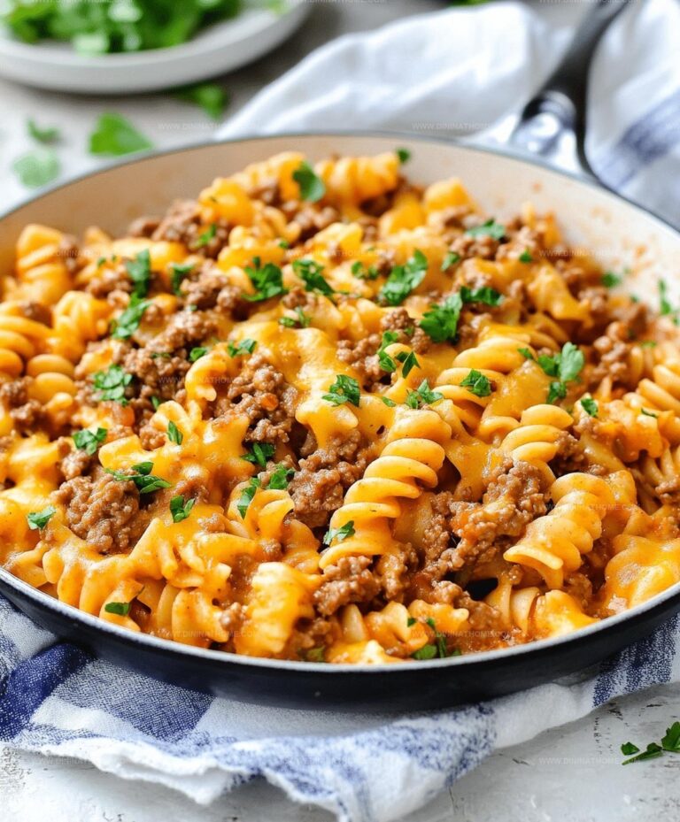 Cheesy Ground Beef Pasta Skillet Recipe