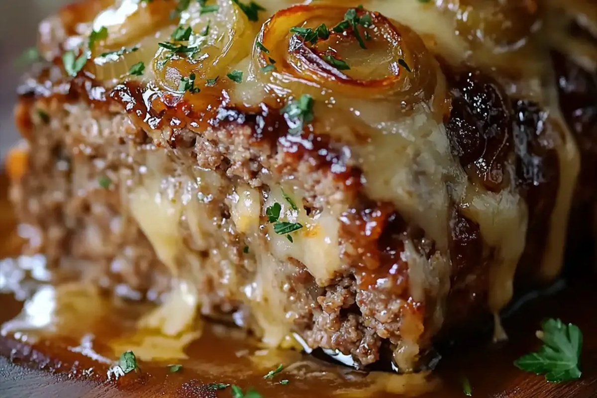 French Onion Meatloaf With Melted Swiss Cheese Recipe