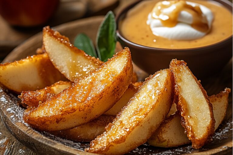 Air Fried Apple Wedges With Caramel Whipped Cream Dipping Sauce Recipe