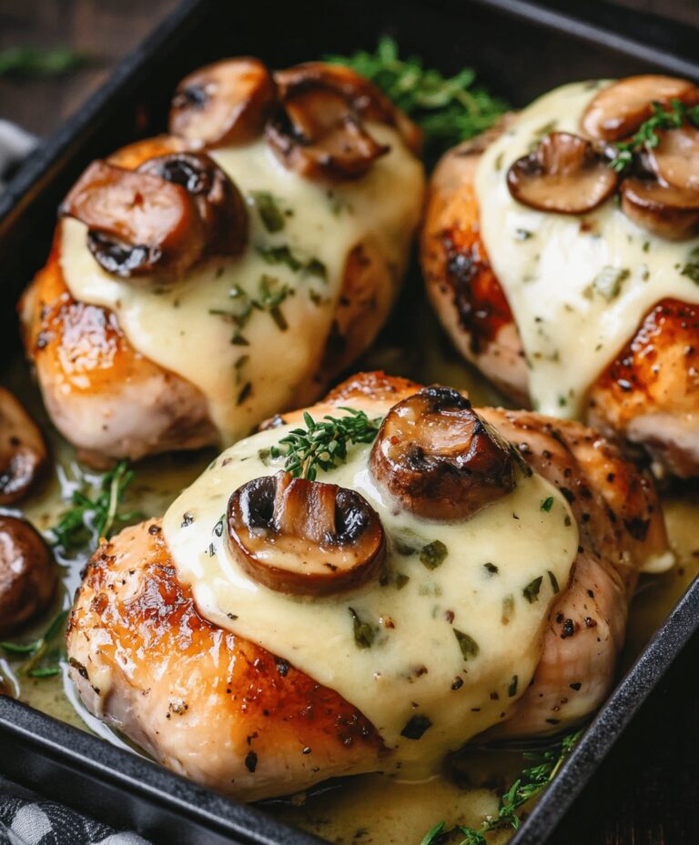 Cheesy Garlic Butter Mushroom Stuffed Chicken Recipe