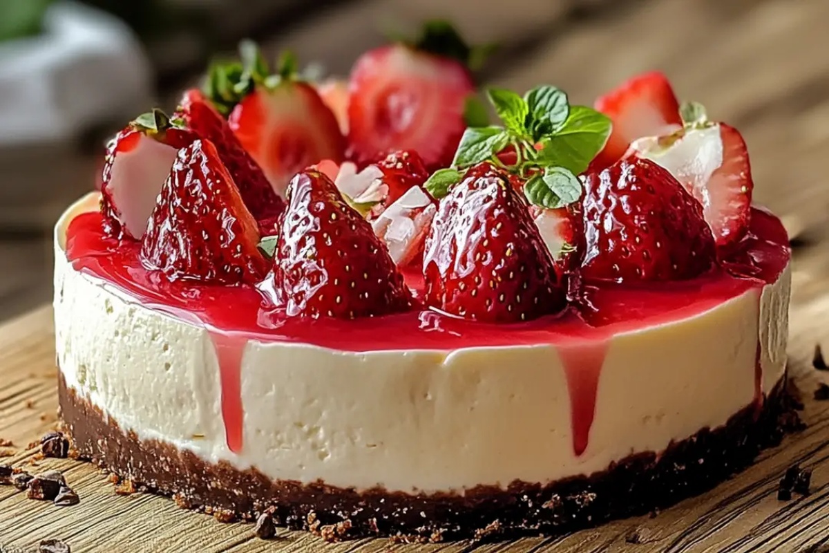 White Chocolate Strawberry Cheesecake Recipe