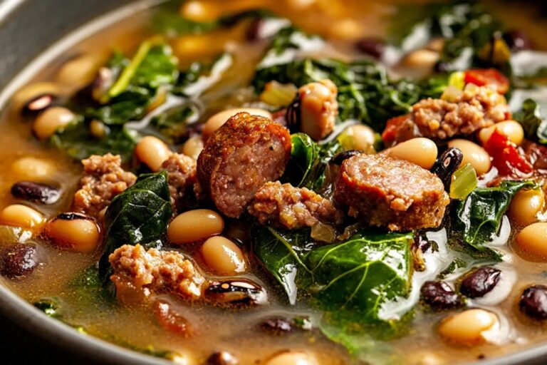New Years Black-Eyed Pea Soup With Sausage & Collard Greens Recipe
