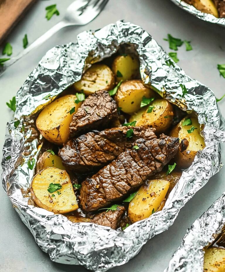 Garlic Steak & Potato Foil Packets Recipe