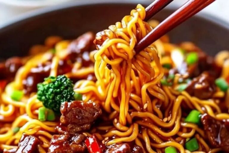 Sticky Beef Noodles Recipe